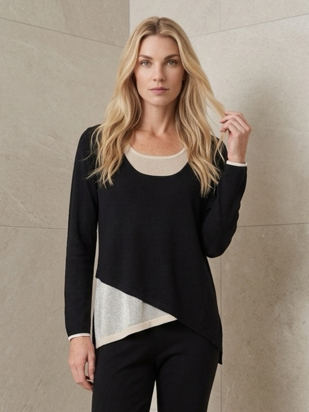 ZOE COUTURE Collection Color Block Cashmere Sweater ~ Medium ~ Pre-loved